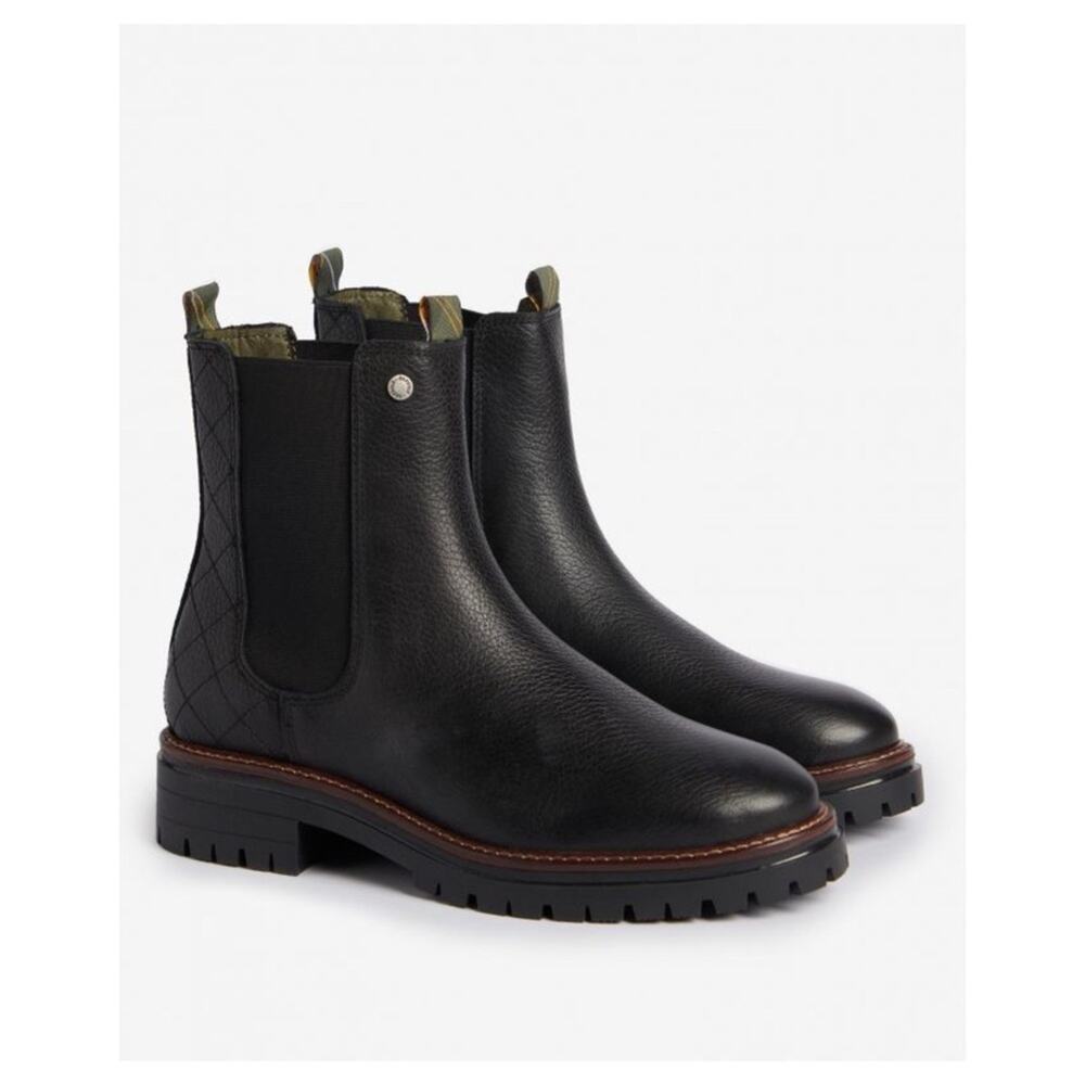 Barbour Evie Chelsea Boots in Black Leather sz 7